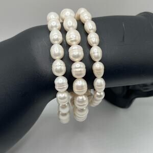 3 glass pearl stretch bracelets